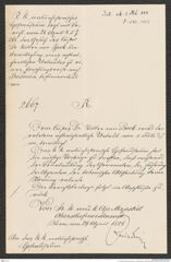 k.k. naturhistorisches Hofmuseum, Intendanzakten 1885-1896 (Hauer), Aktenzahl Z.283/1888, Seite 1